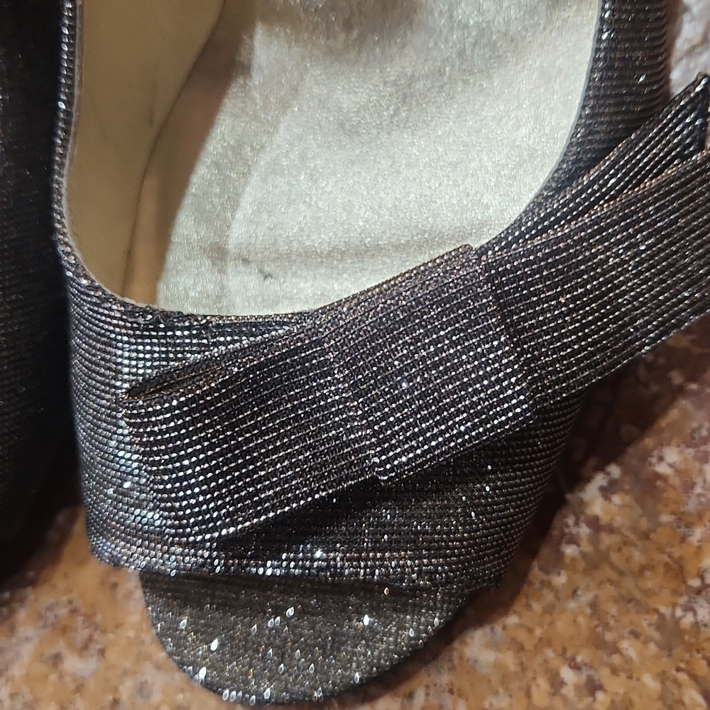 Stuart weitzman bowover glitter peep toe pump women's 9 - Picture 2 of 10